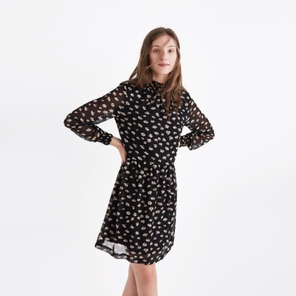 Madewell Mistlight Black Floral Dress